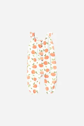 Viverano Peaches Ruffle & Button Sleeveless Jumpsuit in Natural
