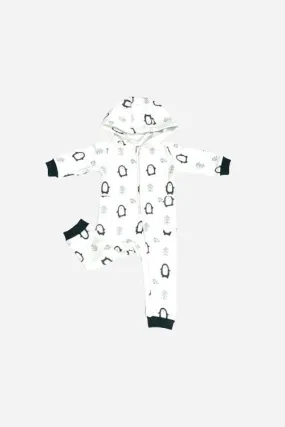 Viverano Penguin Fleece Zipper Hooded Baby Jumpsuit