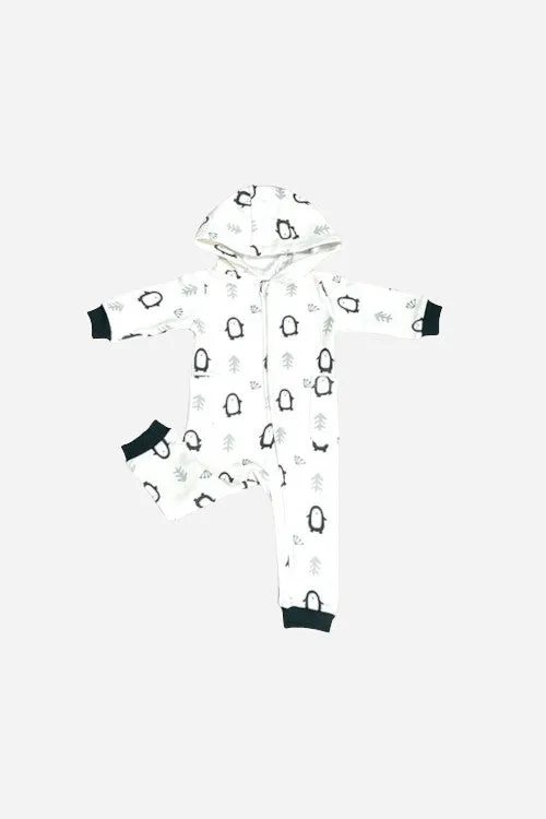 Viverano Penguin Fleece Zipper Hooded Baby Jumpsuit