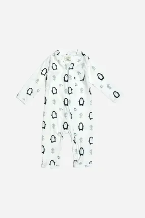 Viverano Penguin Zipper Baby Coverall Jumpsuit in Natural