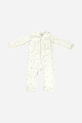 Viverano Stars Classic Button Baby Jumpsuit in Natural