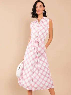 White Checkered Regular Jumpsuit