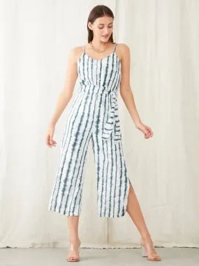 White Self Design Regular Jumpsuit