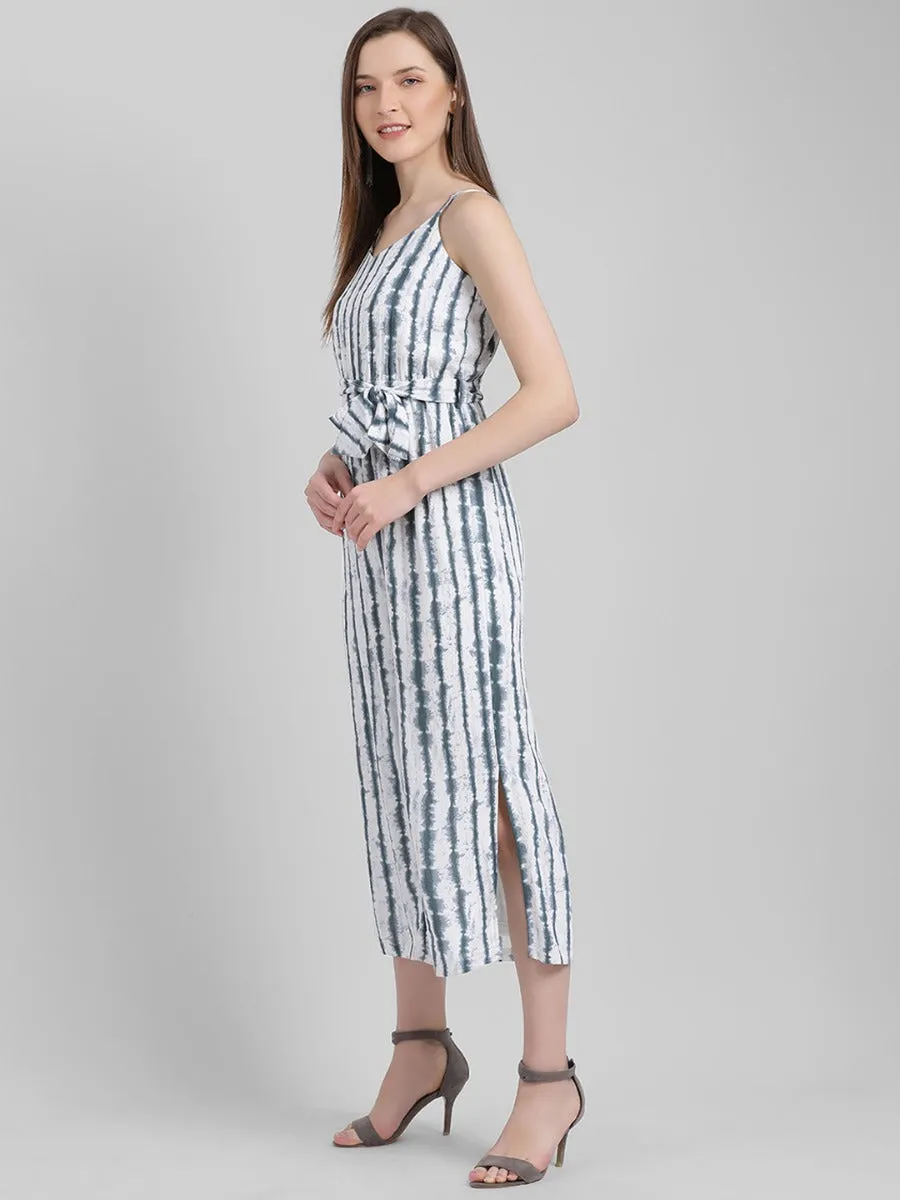 White Self Design Regular Jumpsuit