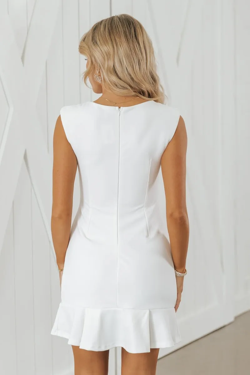 White Sleeveless Pleated Mini Dress