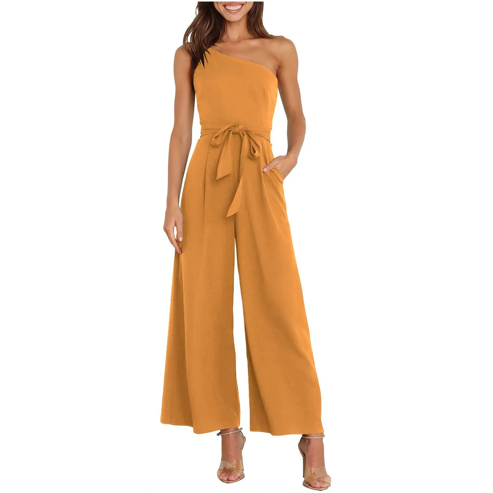 Wide-Leg Belted Jumpsuit for Elegant Evenings