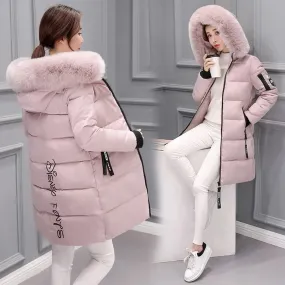 Winter Jacket Women Parka Big Fur Collar Hooded Thick Warm