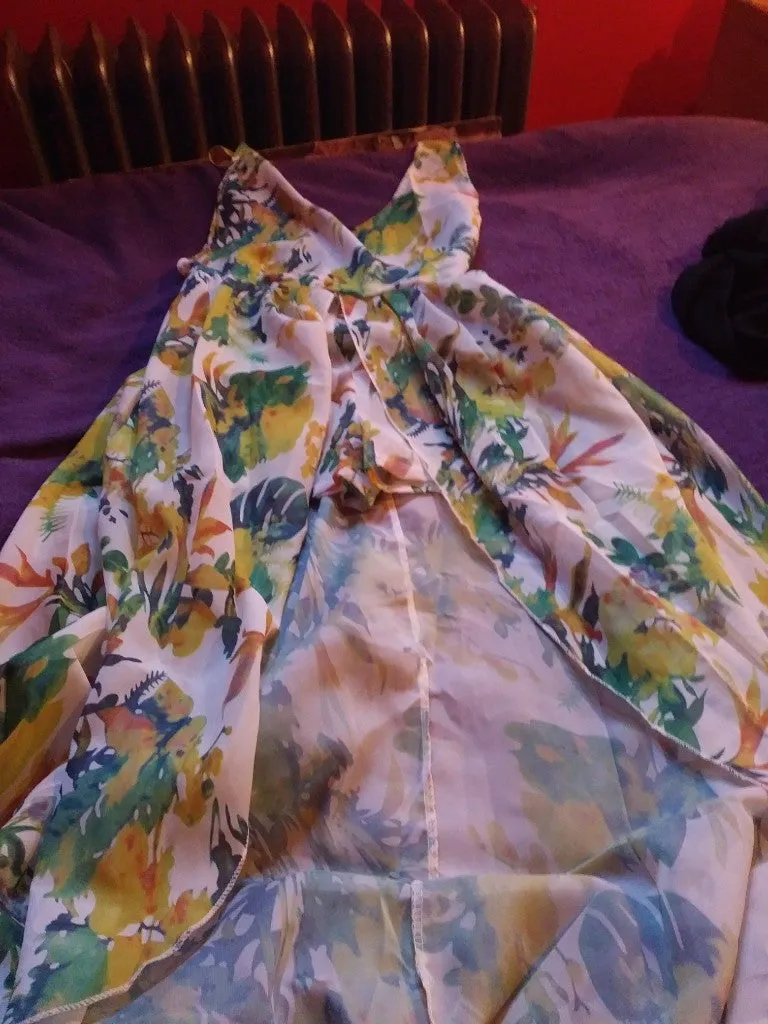 Women Fashion Flower Print Halter Neck Maxi Romper