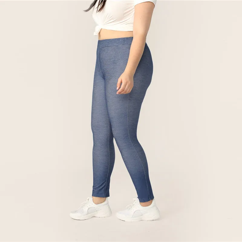 Women's Casual High-Waist Skinny Fitness Leggings | Plus Size