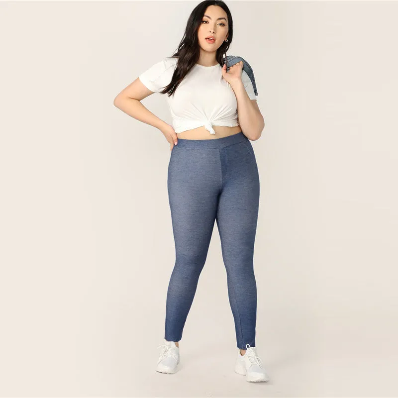 Women's Casual High-Waist Skinny Fitness Leggings | Plus Size