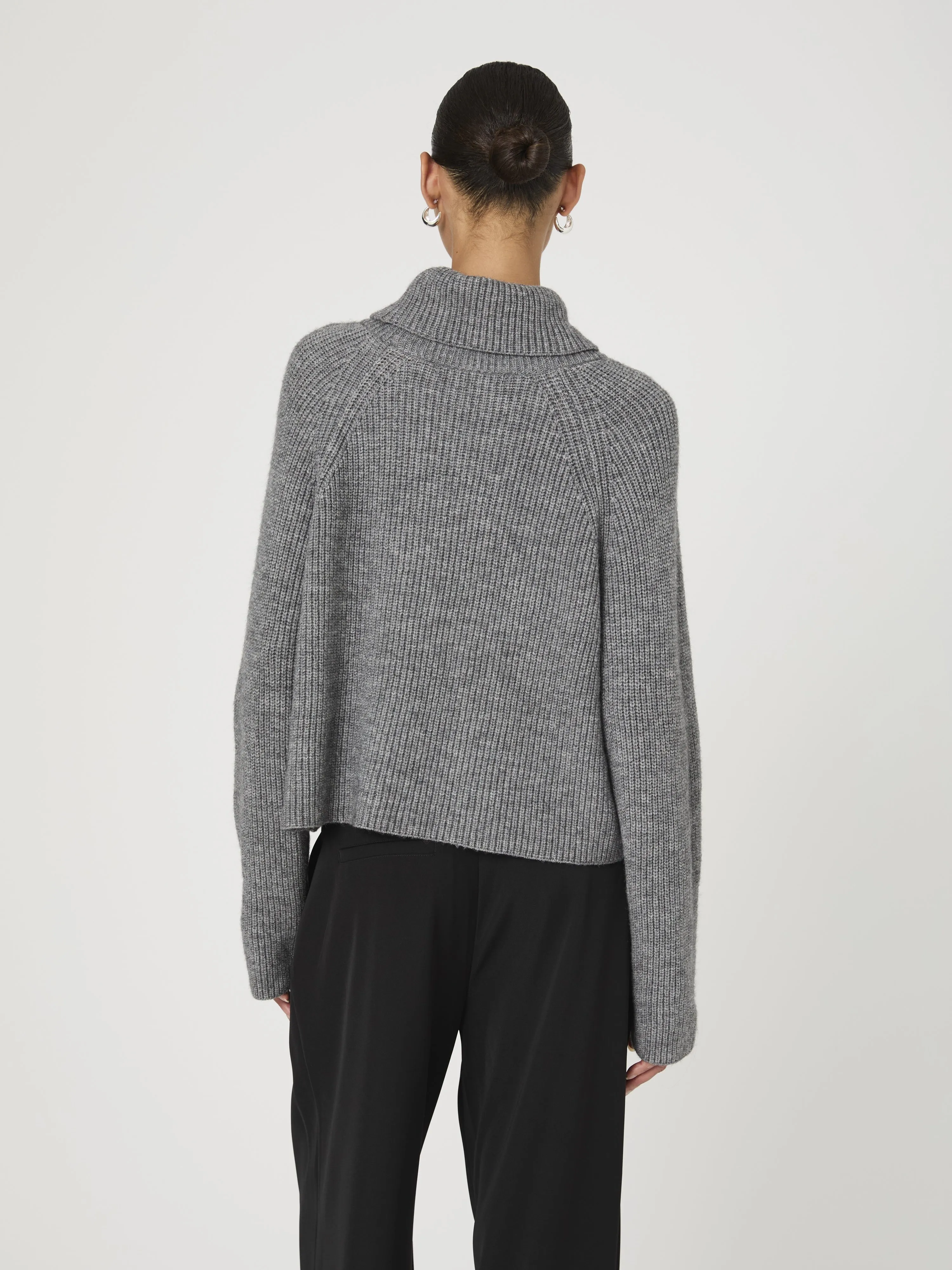 Women's Mersai Roll Neck Jumper - Stone Grey Melange