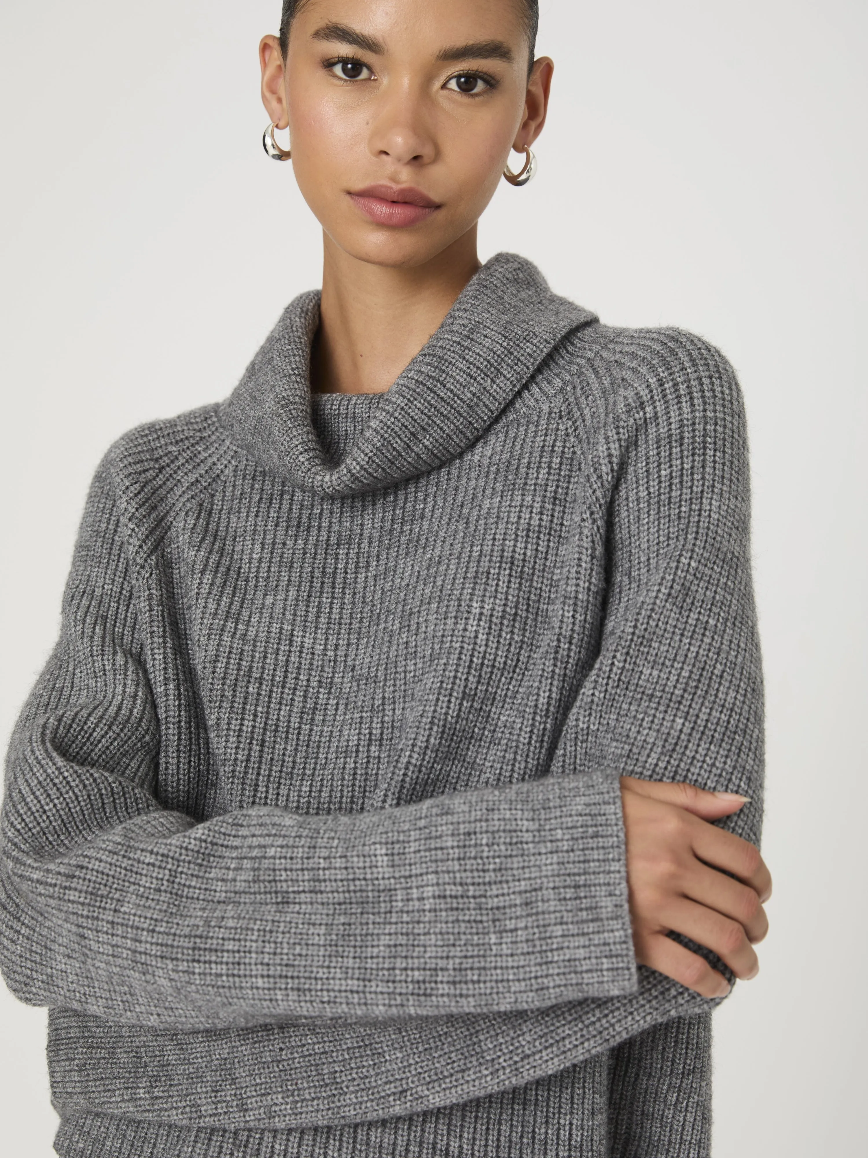Women's Mersai Roll Neck Jumper - Stone Grey Melange