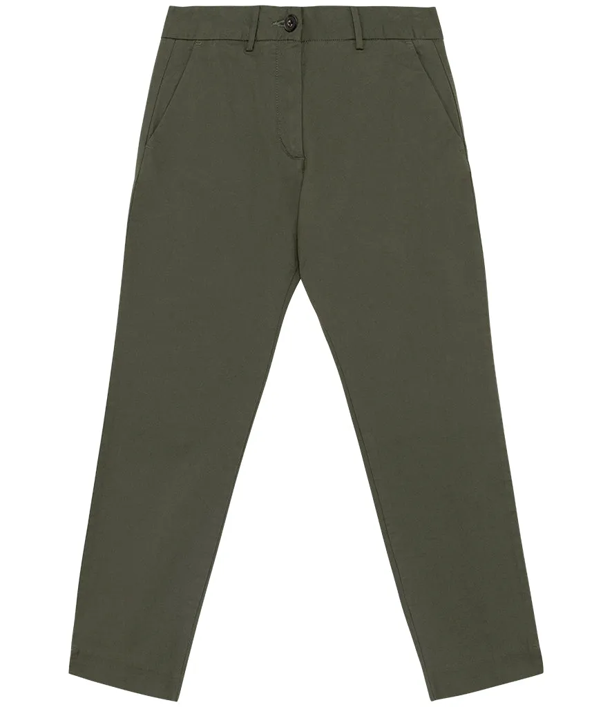 Women's Native Spirit Organic Cotton Stretch Fit Cropped Leg Chino Trousers {NS737}