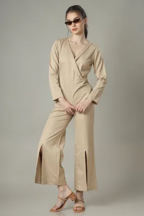 Wrap Shawl Neck Wide Leg Jumpsuit