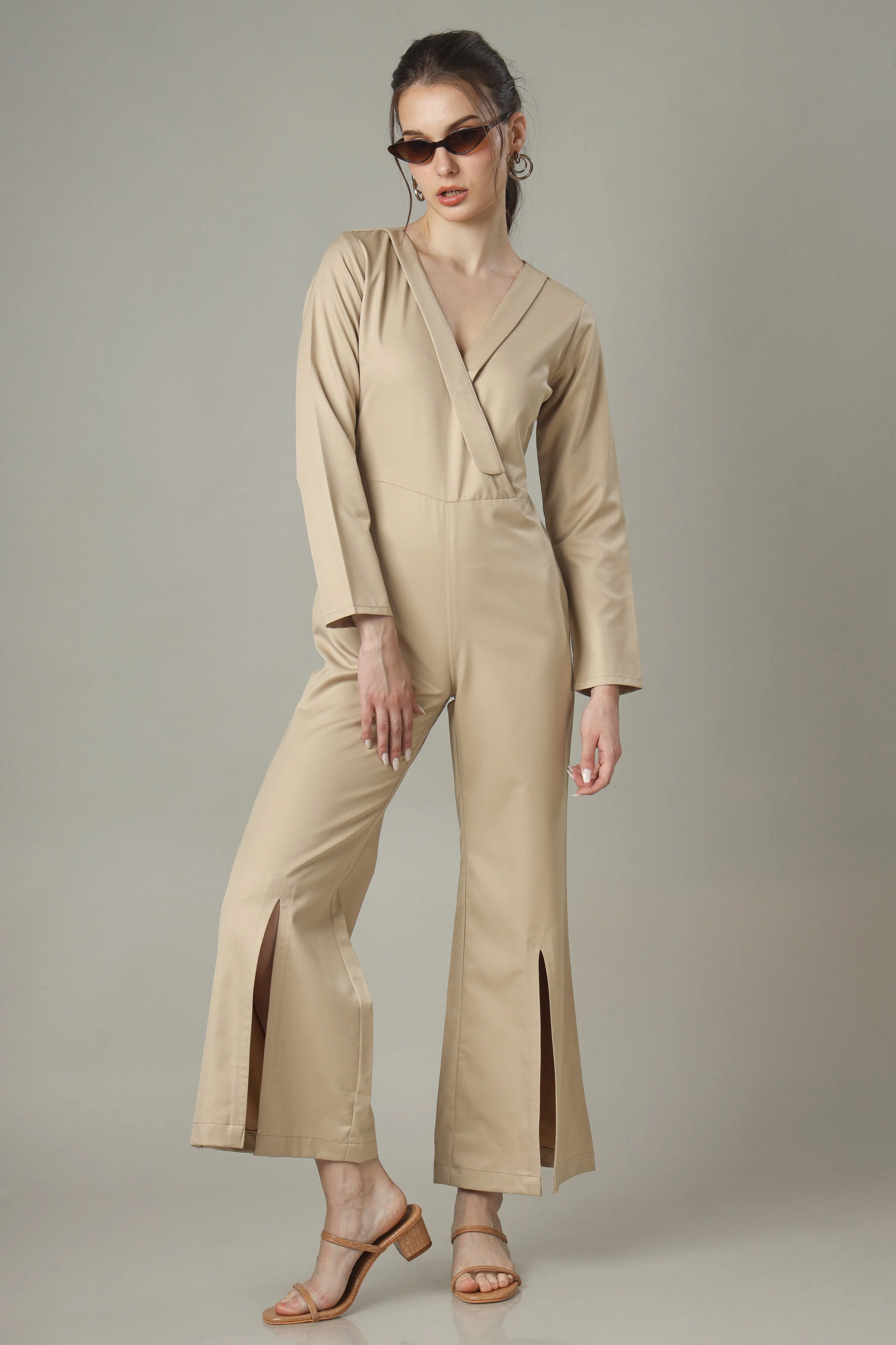 Wrap Shawl Neck Wide Leg Jumpsuit