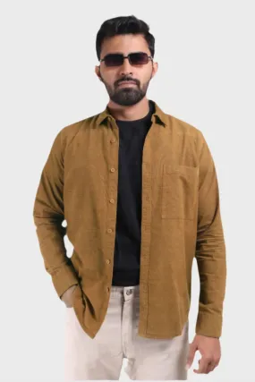 XKIND MEN'S MUSTARD FINE CORDUROY REGULAR FIT SHIRT
