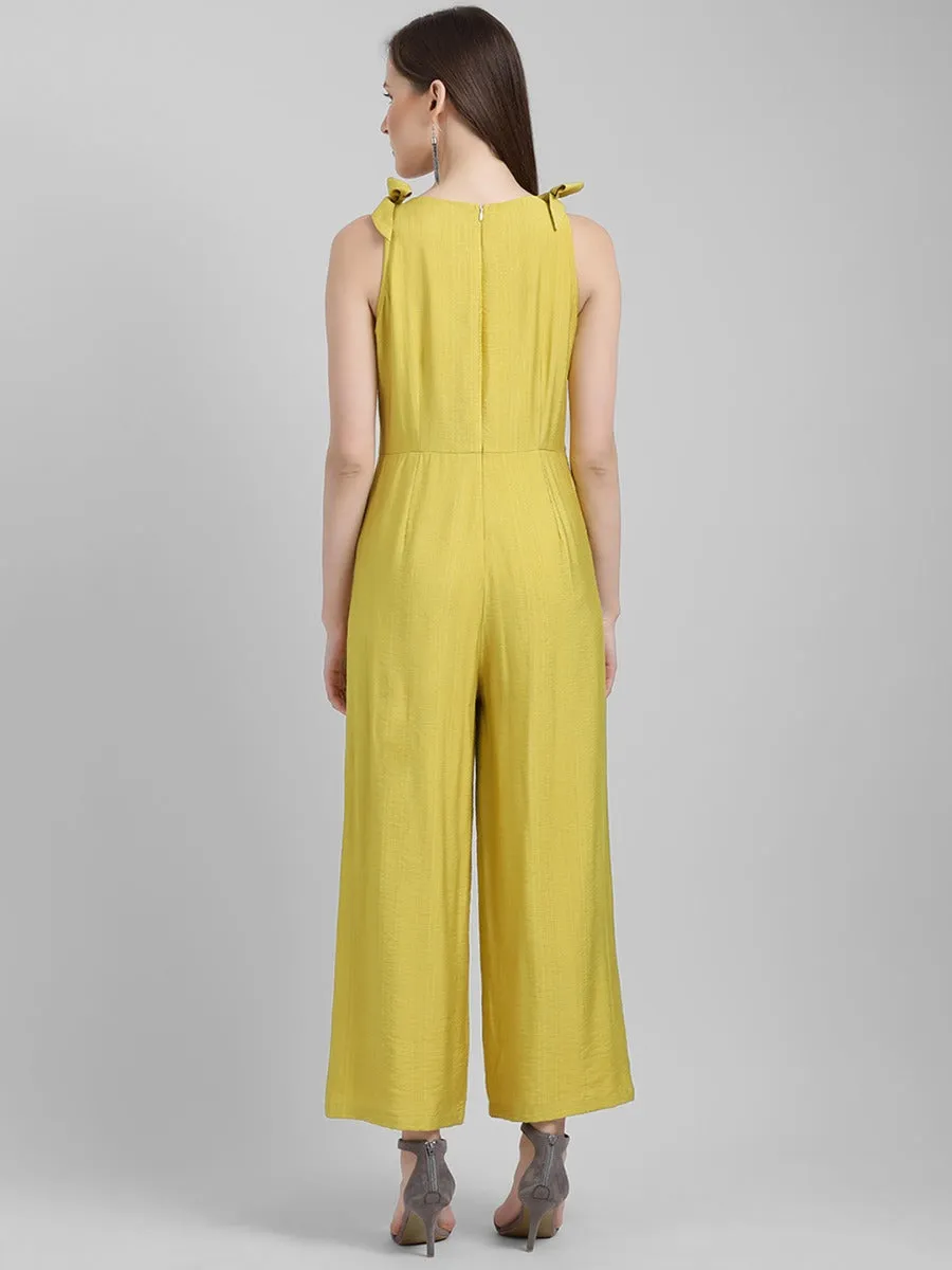 Yellow Solid Regular Jumpsuit