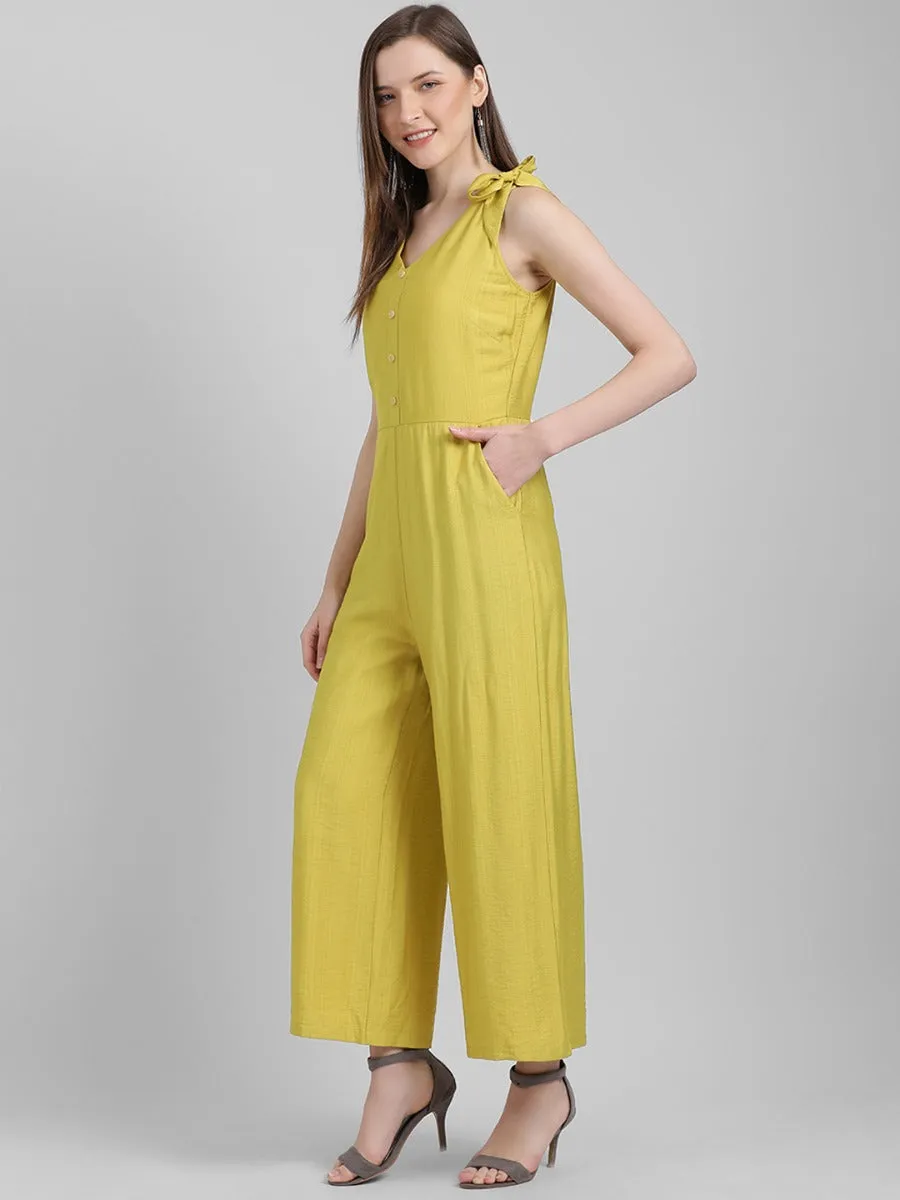 Yellow Solid Regular Jumpsuit